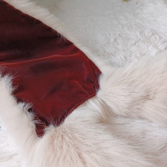 Real Luxurious Natural Beige Fox Warmth Fur Double Sided Boa Stole Scarf Tails - Picture 9 of 13